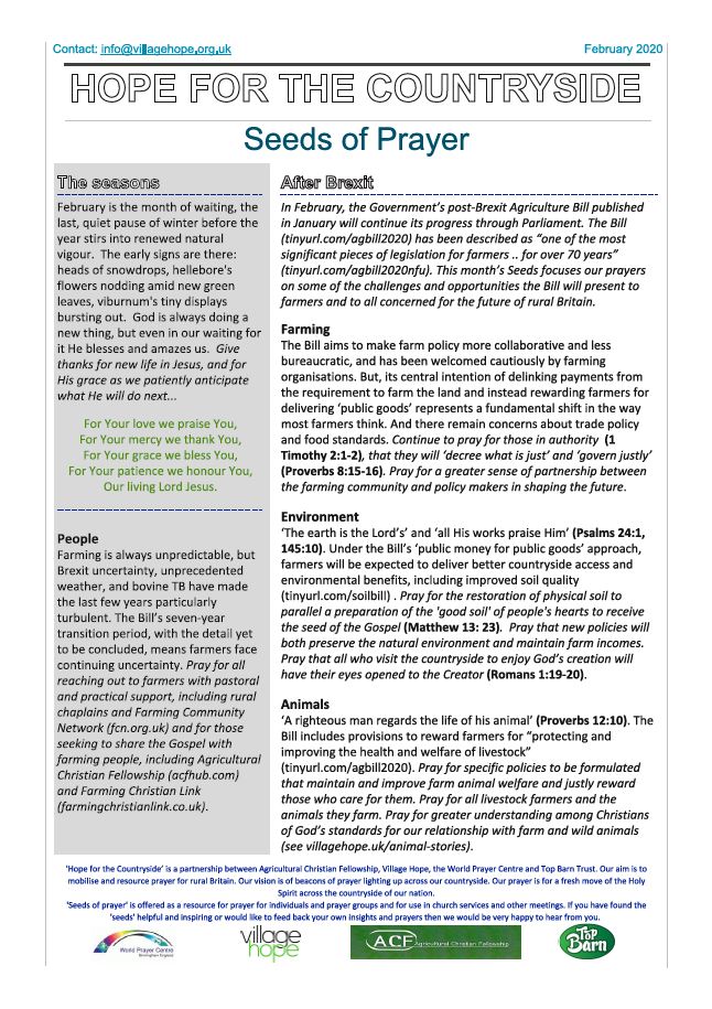 Seeds of Prayer Feb 2020