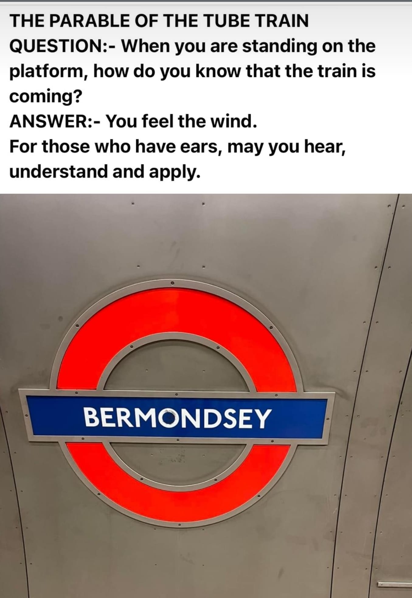 Wind blowing on the Tube